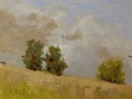 A plein air oil painting of the fields at One Trick Farm in Hillsboro, VA. 